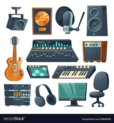 Music Studio Equipment For Sound Recording Vector Image