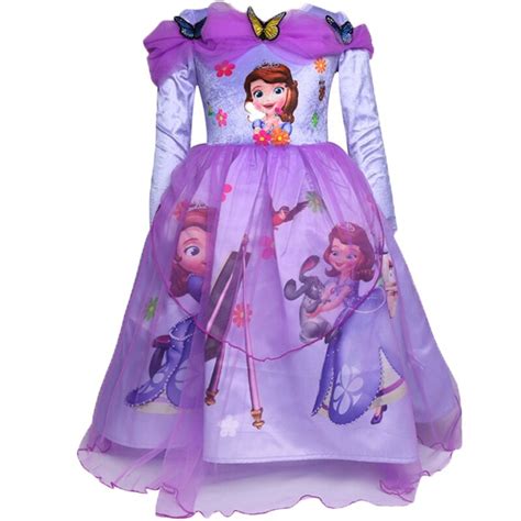 Purple Lovely Baby Girls Princess Sofia Party Dresses Children Chiffon