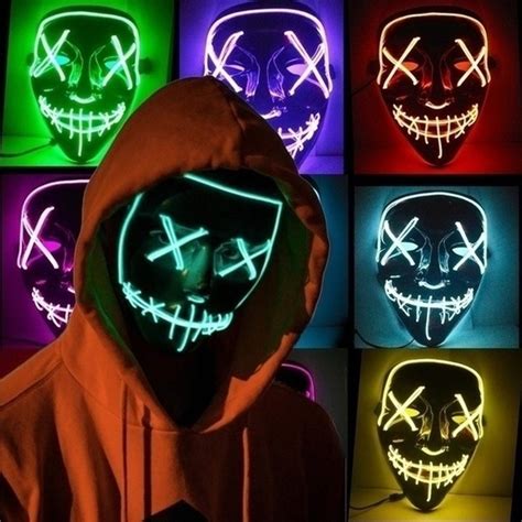 Fengrise Led Mask Purge Halloween Funny Mask Glow In Dark Party Mask