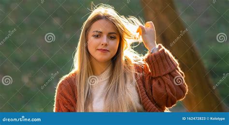 Pretty Young Woman Backlit By Evening Sun Stock Image Image Of Brown Caucasian 162472823