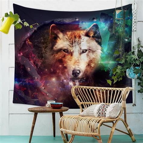 Cool Trippy Wolf Printed Wall Tapestry NhalaHome