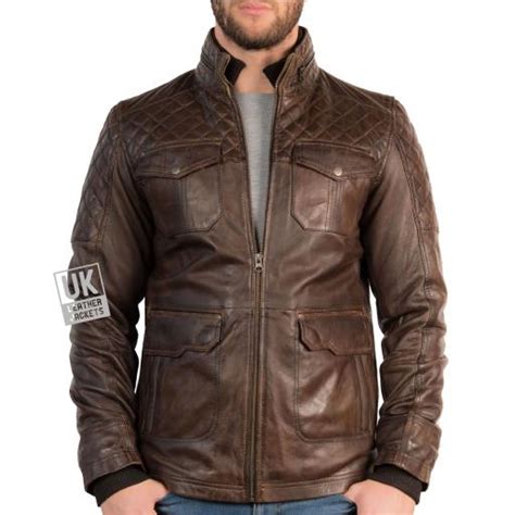 Mens Vintage Racing Leather Jacket Griffin Brown Uk Leather Jackets