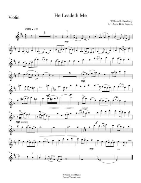 He Leadeth Me Sheet Music William Bradbury Violin And Piano