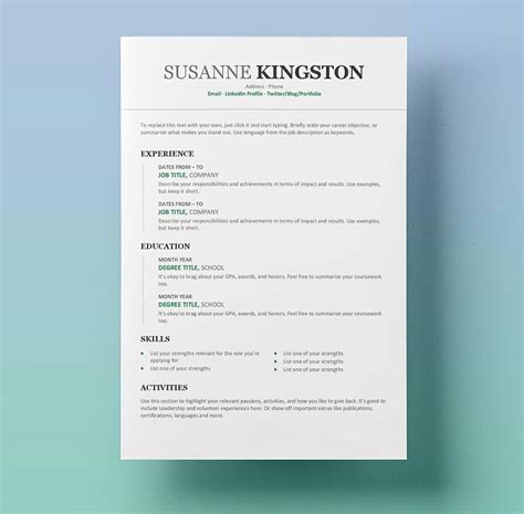 Resume Templates For Word Free 15 Examples For Download