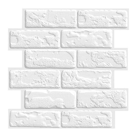 3d White Brick Peel And Stick Wall Tile White Brick Wall Tiles Faux