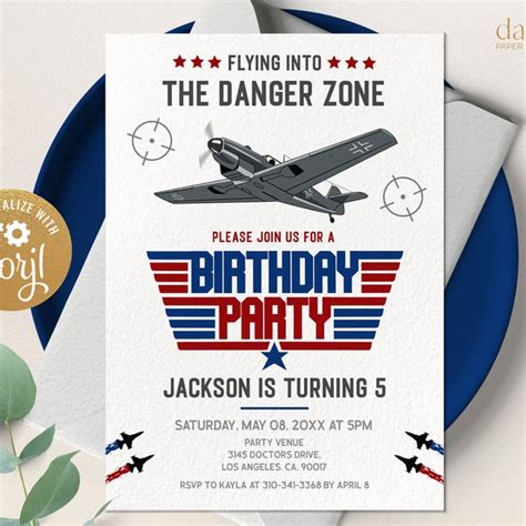 Fighter Jet Party Invitation Etsy Canada