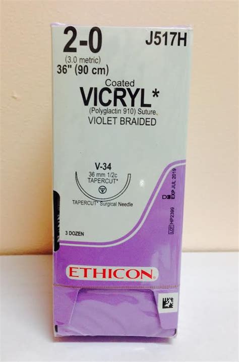 Ethicon J517h Coated Vicryl Suture Tapercut Absorbable V 34 36mm ½