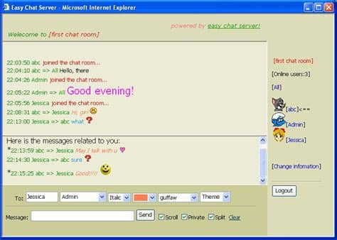 Online chat room allows you to socialize and pass the time of day. internet chatting