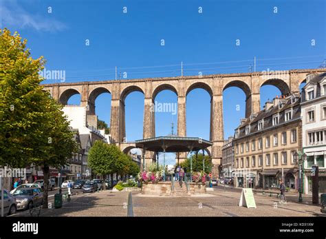 Viaduct And Place Des Otages At Morlaix Brittany France Stock Photo