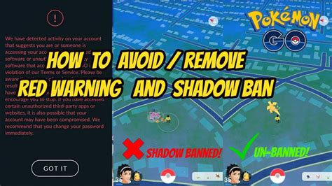 How to instantly get rid of a soft ban on pokemon go this took me 1:45 seconds a few hours ago i made a video on how to. How to Avoid/Remove Shadow Ban and Red Warning in Pokemon ...