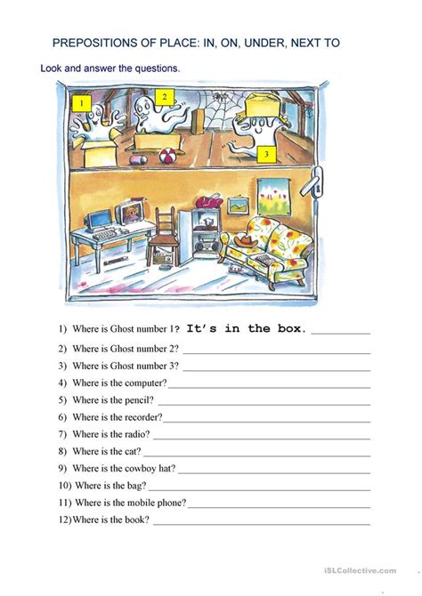 Some of the worksheets for this concept are grammar practice work prepositions of place, prepositions, prepositions of place, name preposition work, complete the sentence with the correct preposition from, prepositions, prepositions. Prepositions of place: Where is...? worksheet - Free ESL ...