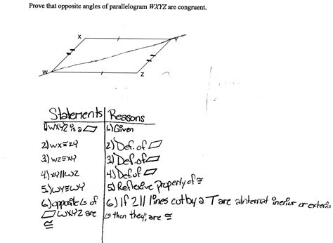 Which shows two triangles that are congruent by aas? Proving Parallelogram Angle Congruence