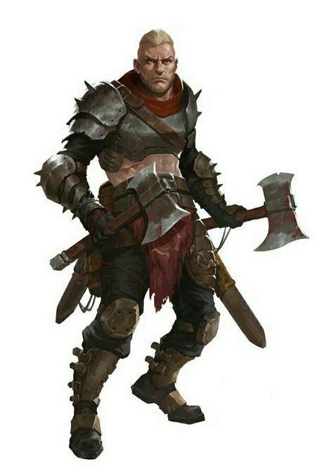 Dual Axe Fighter Pathfinder Pfrpg Dnd Dandd D20 Fantasy Dungeons And Dragons Characters Rpg