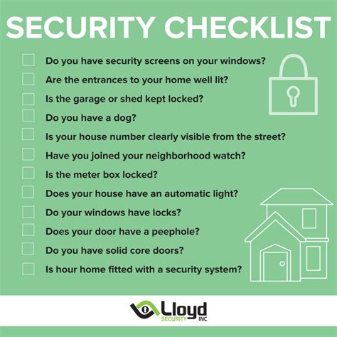 Home Security Checklist Infographic Lloyd Security Inc