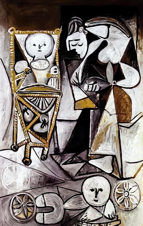 Drawing Woman Surrounded By Her Children By Pablo Picasso 1950 Painting