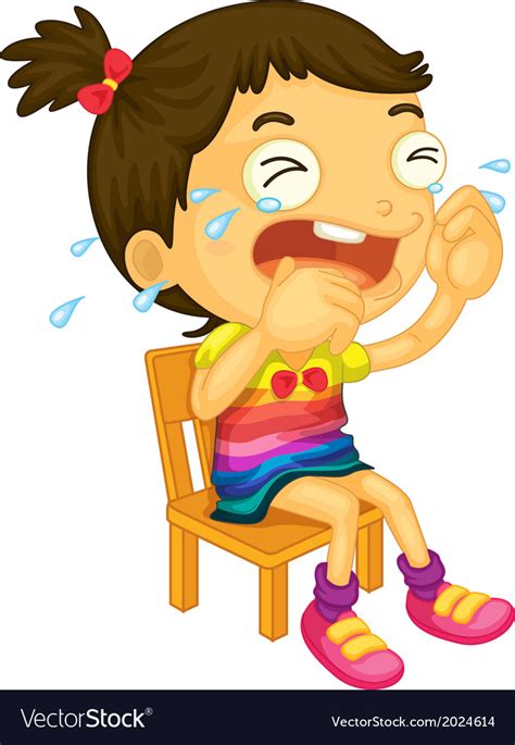 A Young Girl Crying Royalty Free Vector Image Vectorstock