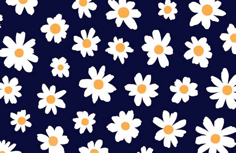Blue White Retro Daisy Floral Wallpaper Mural Hovia Wallpaper