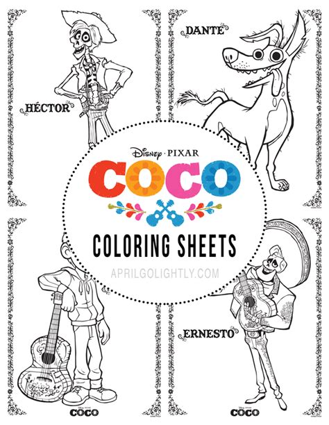 Disney Pixar Coco Printables Coloring Sheets Miguel Dante Hector