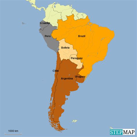 StepMap Southern Cone and Periphery Landkarte für South America