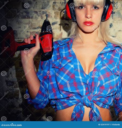 Girl Holding A Screwdriver Stock Image Image Of Manual 52419197