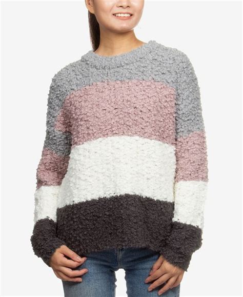 Hippie Rose Juniors Colorblock Plush Pullover Sweater And Reviews