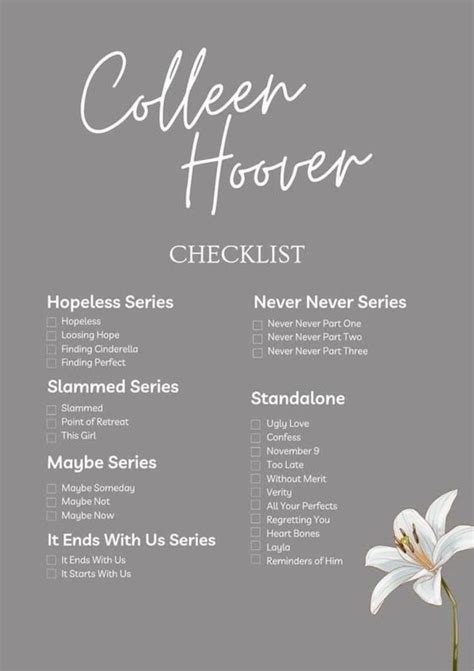 Colleen Hoover Checklist In 2023 Recommended Books To Read Teenage