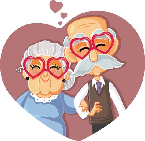Pareja De Ancianos Celebrando La Caricatura Vectorial De Amor De Larga