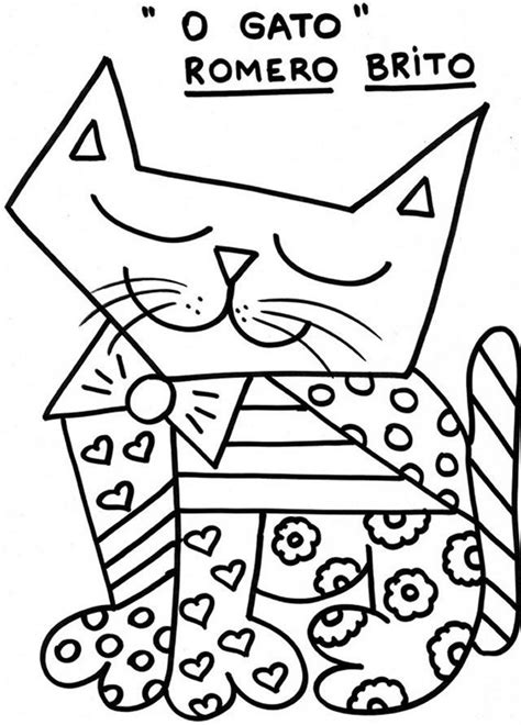 Gato Romero Britto Para Colorir Clip Art Library