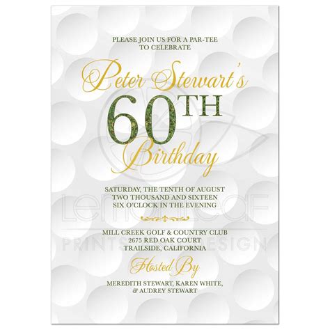 Golf Themed 60th Birthday Invitation Golfball Background