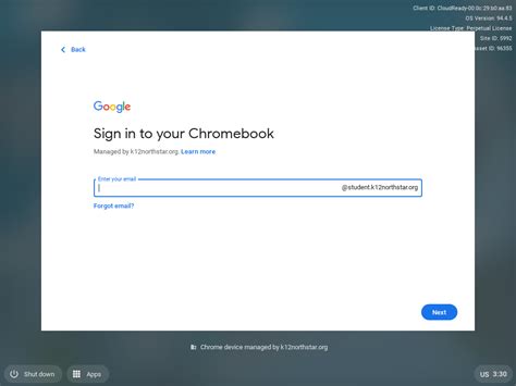 Network And Computer Services Chromebook Login Screen