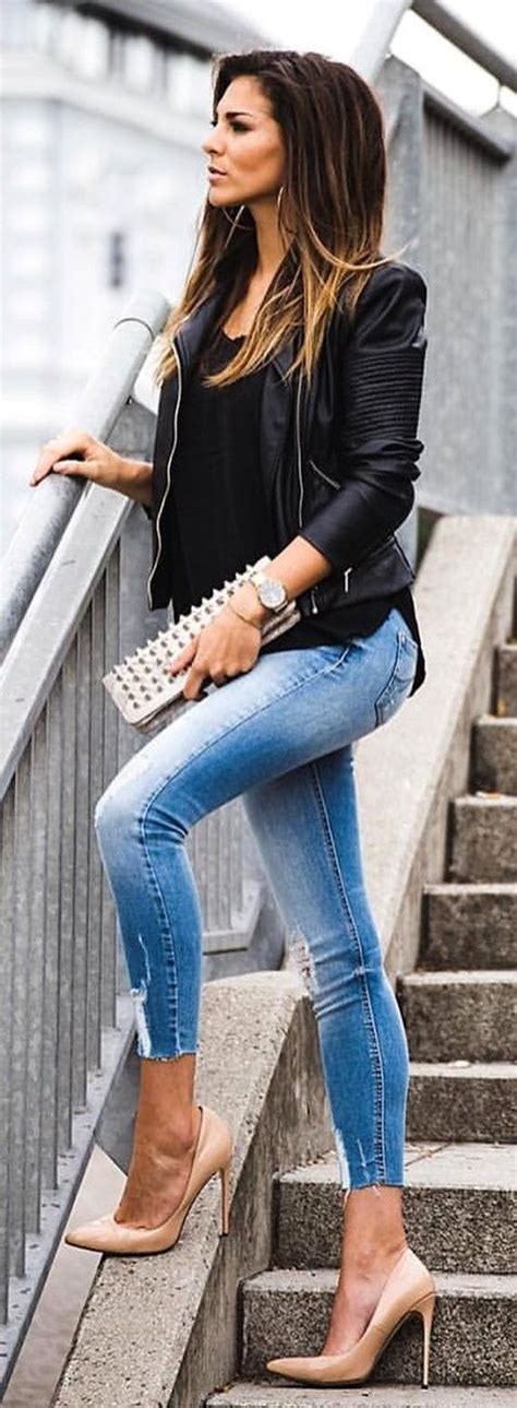 100 Fantastic Spring Outfits You Should Already Own Casual Denim Outfits Cute Black Shirts