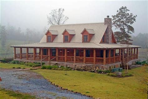 Log Cabin With A Tin Roof And A Wrap Around Porch This Is My Dream