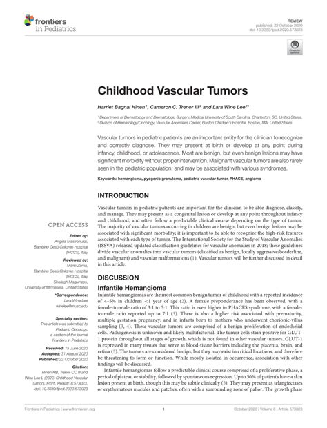Pdf Childhood Vascular Tumors