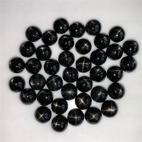 5 Pcs 10mm Natural Black Star Round Cabochon Gemstone Loose Etsy Uk