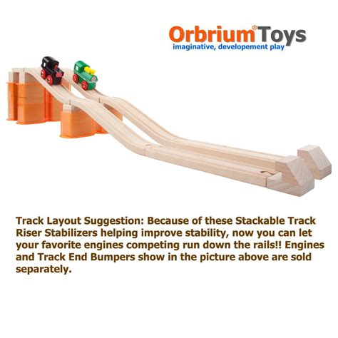 Orbrium Toys Multi Level 110 Piece Wooden Train Bulk Track Expansion