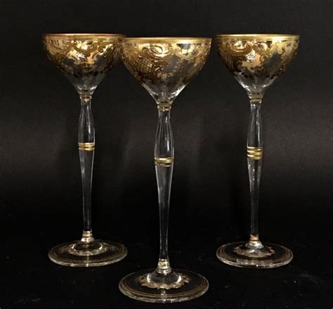 Sold Price Set Of 3 Moser Wine Glasses Invalid Date Pdt