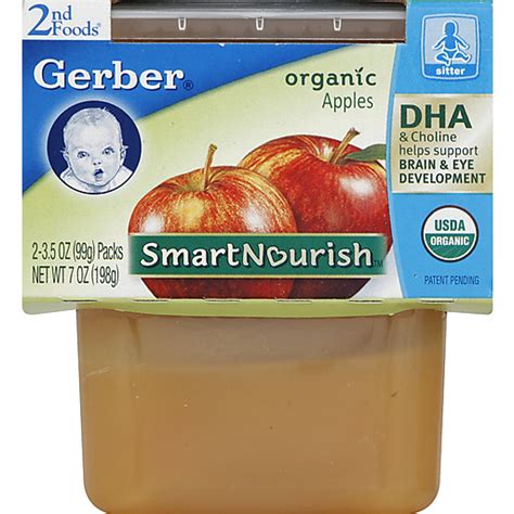 Gerber Smart Nourish 2nd Foods Organic Apples 2ct Baby Food