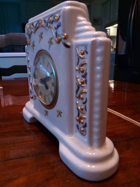 Art Deco Porcelain Electric Clock By Lanshire Chicago Usa Etsy