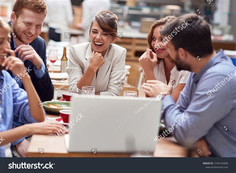Business Casual Coworkers Having Lunch Break Stock Photo 1744142096
