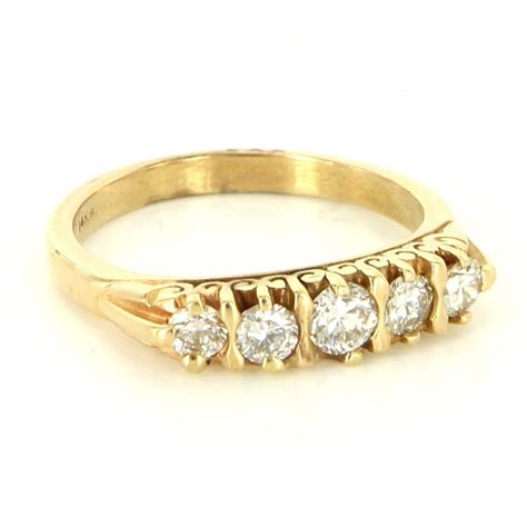 vintage 14 karat yellow gold diamond anniversary stack band ring fine from preciousandrarepieces