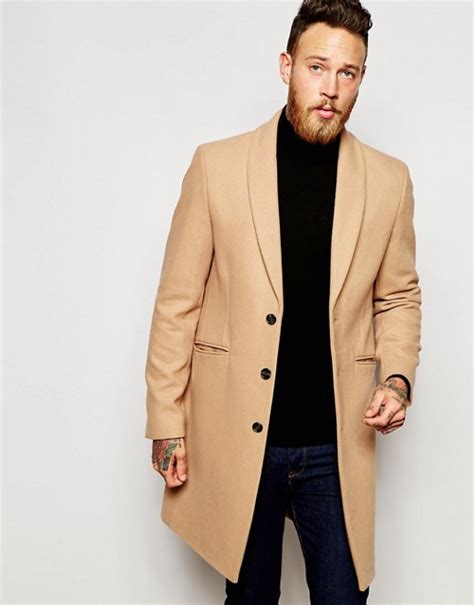Asos Asos Overcoat With Shawl Collar In Camel