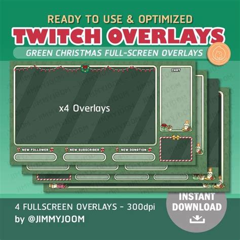 Green Christmas Twitch Overlay Pack X4 Overlays Candy Cane Etsy