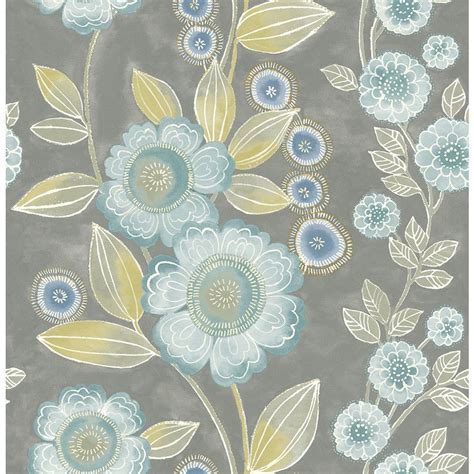 3d, deco / motive, floral, modern. A-Street Bloom Grey Floral Wallpaper-2656-004033 - The ...
