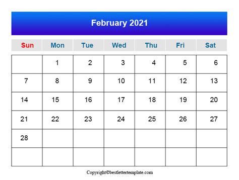 Printable February 2021 Calendar Excel Janainataba
