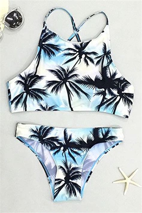 Cupshe Tropical Coconut Palm Tank Bikini Set Bikinis Cute Swimsuits Swimsuits