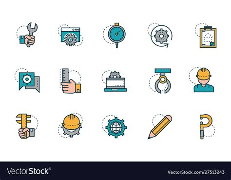 Work Tools Engineering Icons Collection Royalty Free Vector