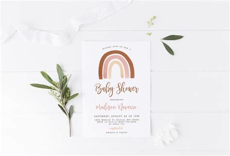 Editable Boho Rainbow Baby Shower Invitation Girl Rainbow Etsy Australia
