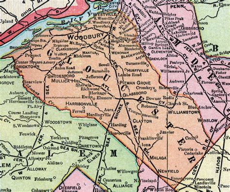 Gloucester County New Jersey 1905 Map Cram Woodbury