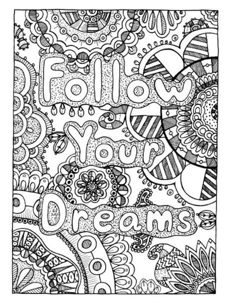 Follow Your Dreams Coloring Page Coloring Book Pages Adult Etsy