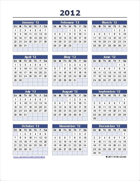 2022 Blank Yearly Calendar Template Vertical Design Free Printable